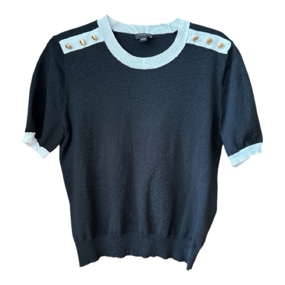 Ann Taylor Factory Sweaters - Ann Taylor Factory Black Short Sleeve Sweater w/ Gold Accents